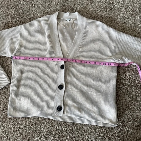 Tom Tailor Taupe Beige Button Front Neutral Cardigan Sweater size Large - Picture 10 of 12